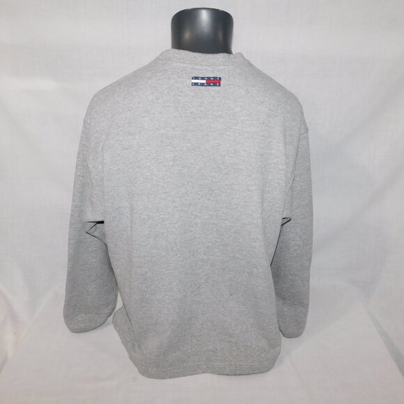 VTG 90s Tommy Hilfiger Mens M Gray Flags Spellout Strip Crew neck Sweatshirt - Picture 9 of 9